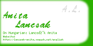 anita lancsak business card